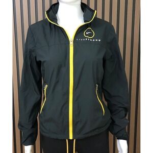 Nike LIVESTRONG Women's Jacket Lightweight Full Zip S‎ Hooded Black Yellow